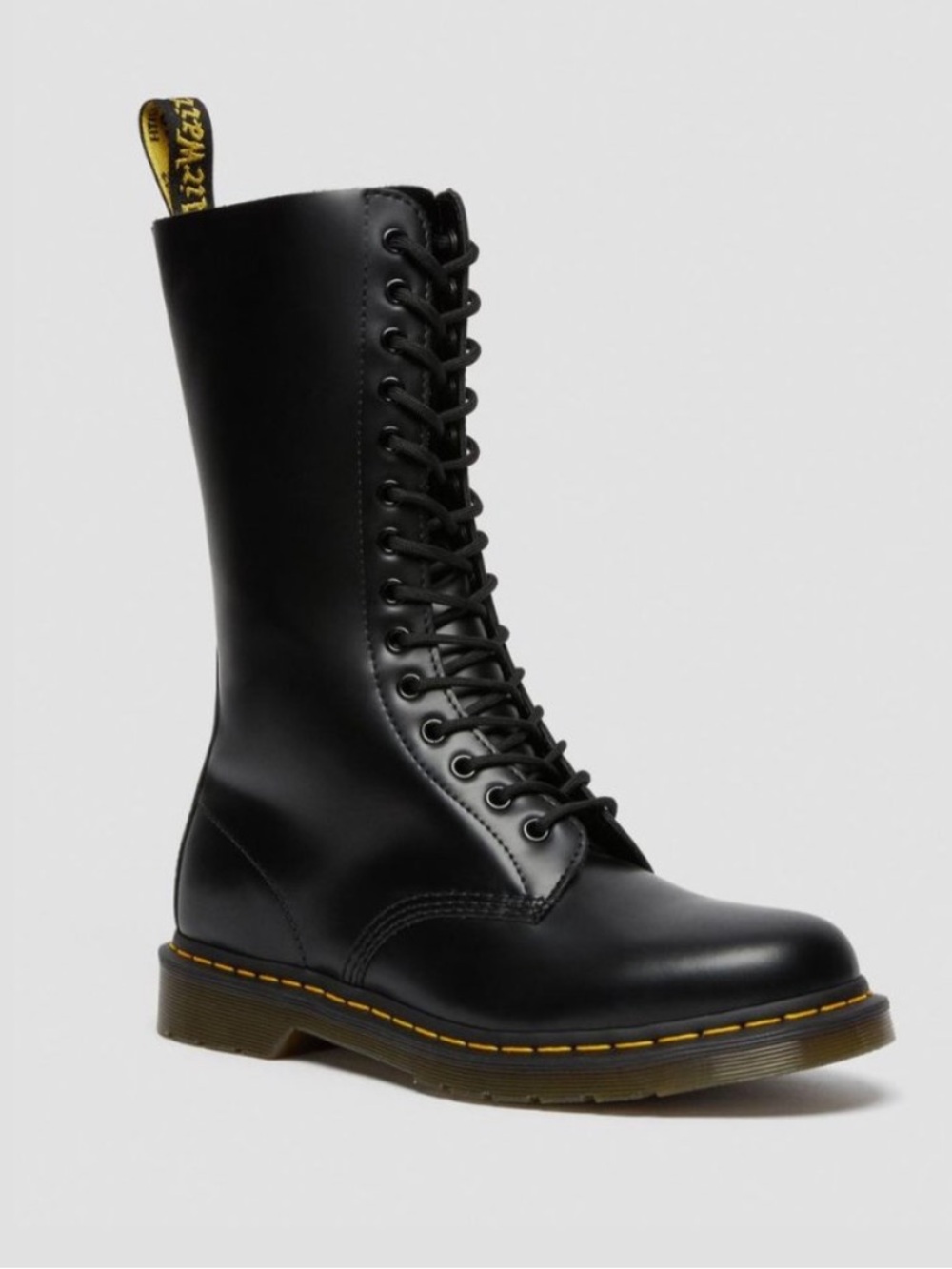 Dr. Martens 1914 Smooth Leather Tall Boots Women's Size 6 Black Lace-Up